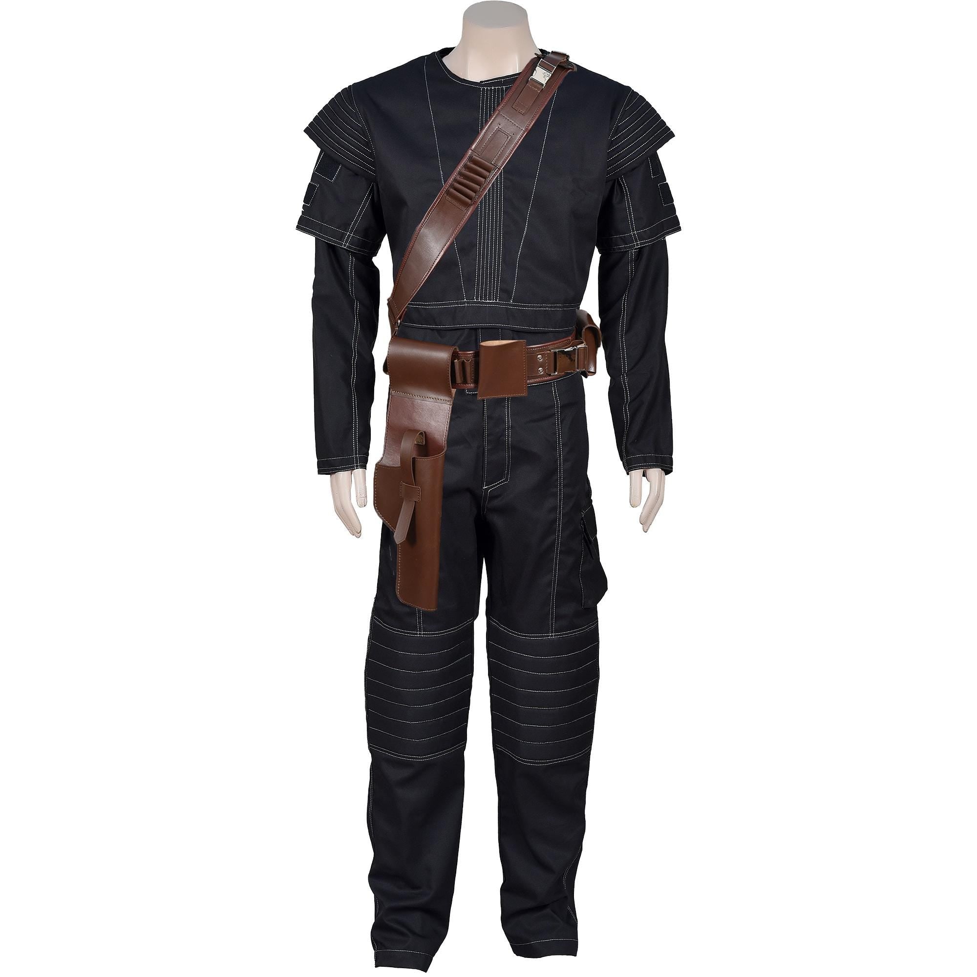 Mandalorian Black Bounty Hunter Flight Suit with Vest and Belt – 4-Piece Book of Boba Fett Cosplay Costume