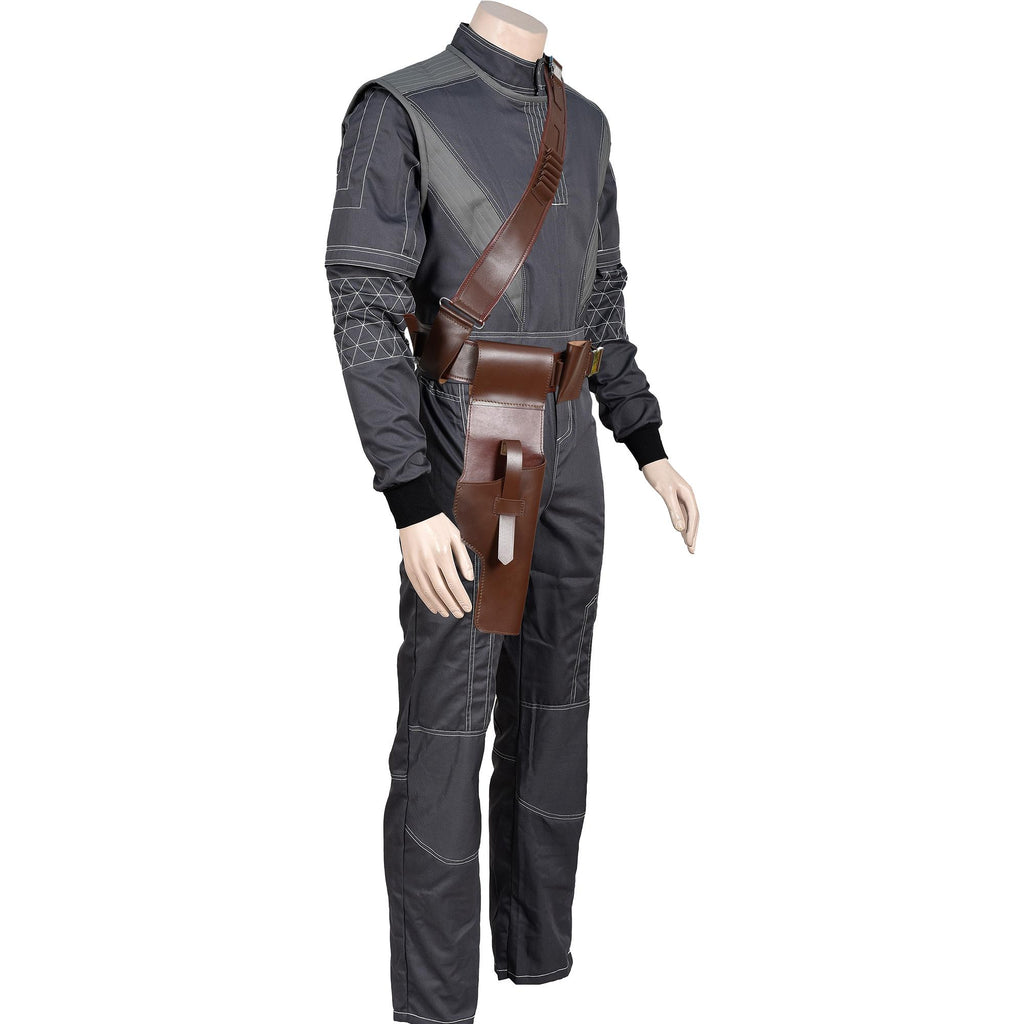 Mandalorian Star Wars Bounty Hunter Flight Suit With Vest & Leather Belt 4- Piece Cosplay Costume Set