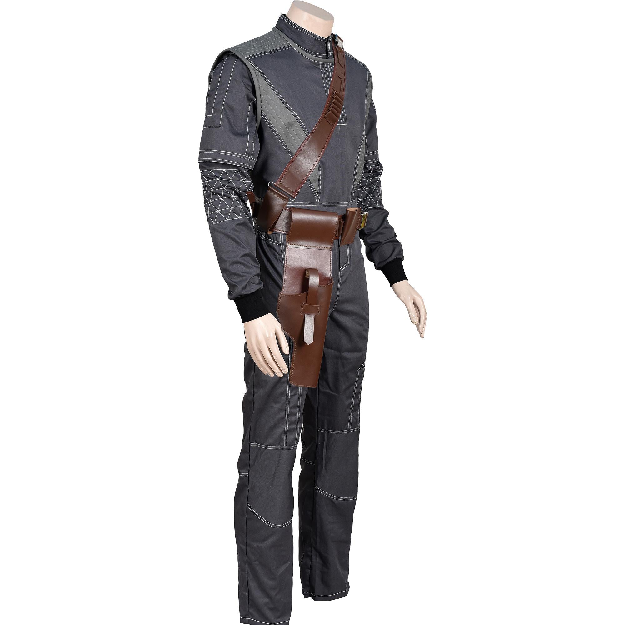 Mandalorian Star Wars Bounty Hunter Flight Suit With Vest & Leather Belt 4- Piece Cosplay Costume Set