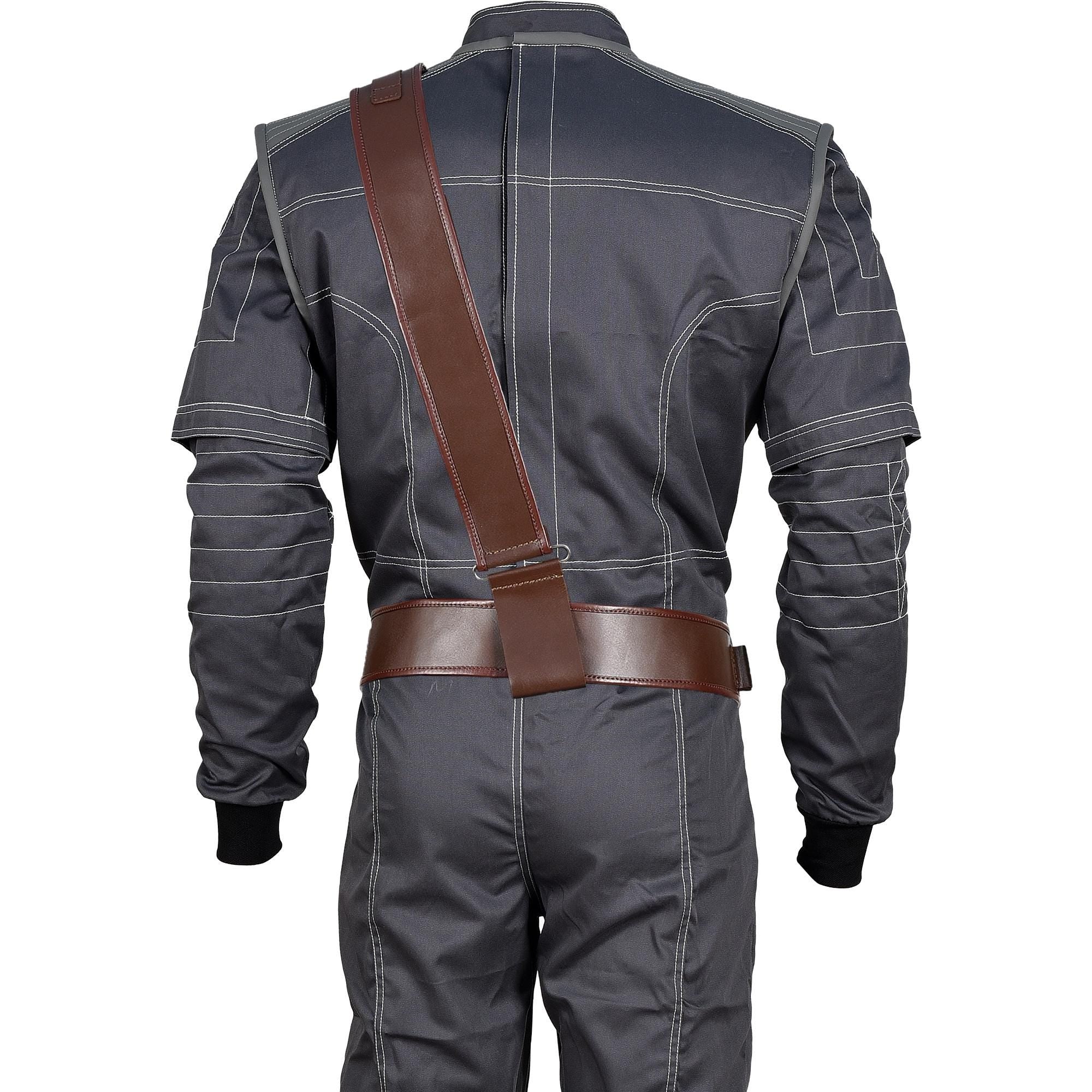 Mandalorian Star Wars Bounty Hunter Flight Suit With Vest & Leather Belt 4- Piece Cosplay Costume Set
