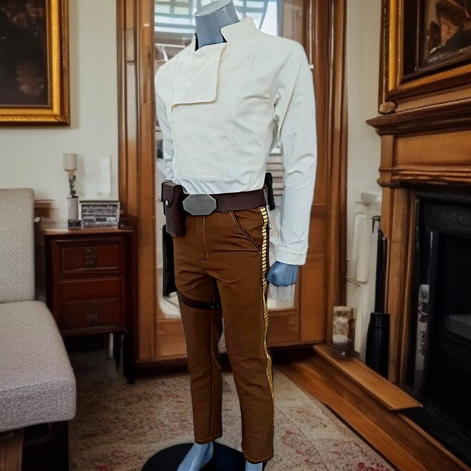 Han Solo Inspired Costume Pants with Shirt & Belt – Star Wars Cosplay Outfit for Men