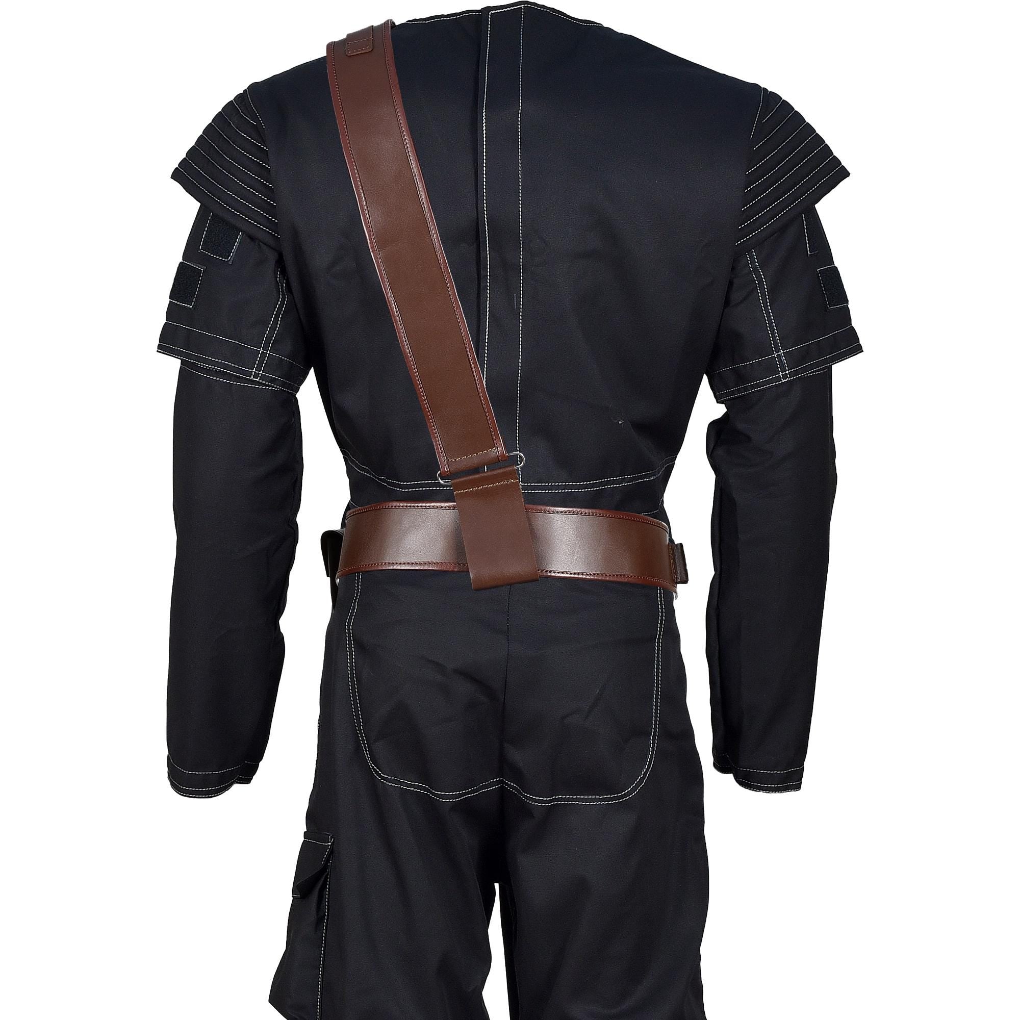 Mandalorian Black Bounty Hunter Flight Suit with Vest and Belt – 4-Piece Book of Boba Fett Cosplay Costume