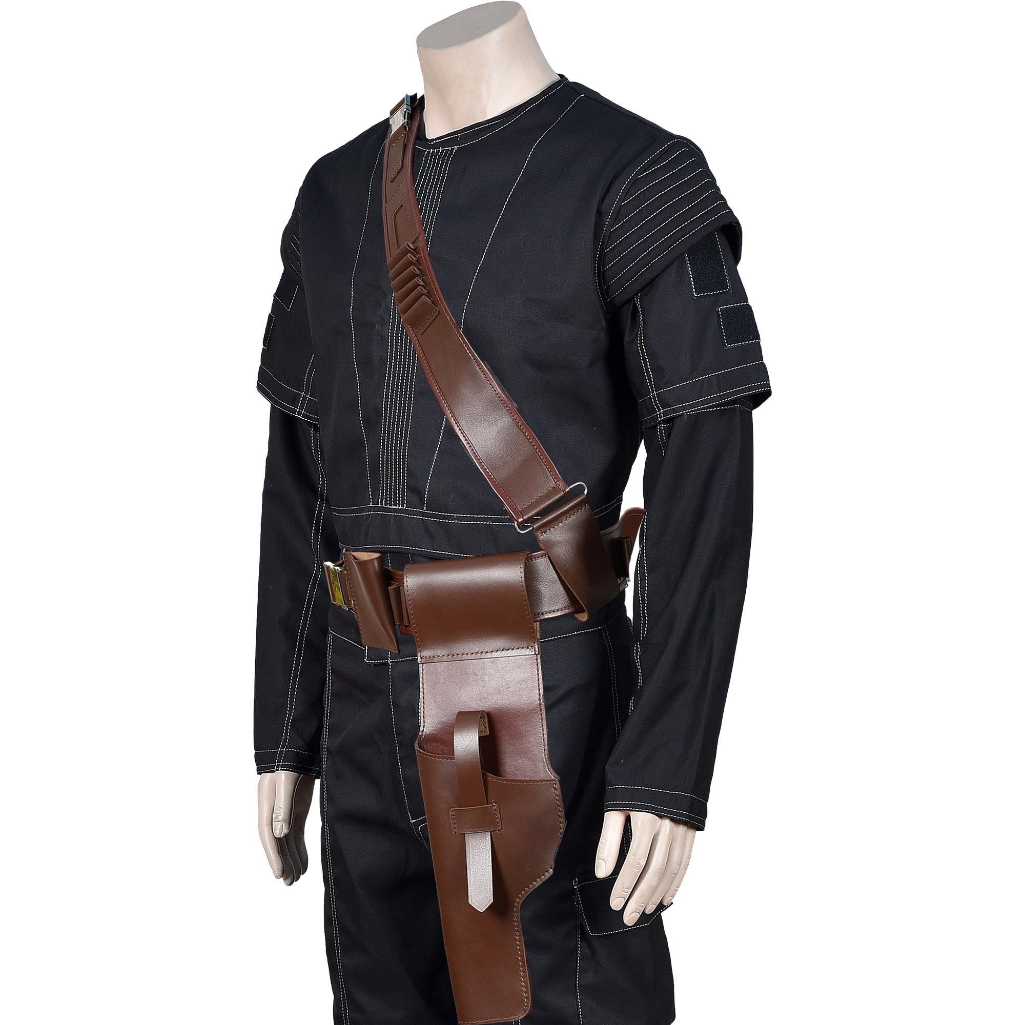 Mandalorian Black Bounty Hunter Flight Suit with Vest and Belt – 4-Piece Book of Boba Fett Cosplay Costume