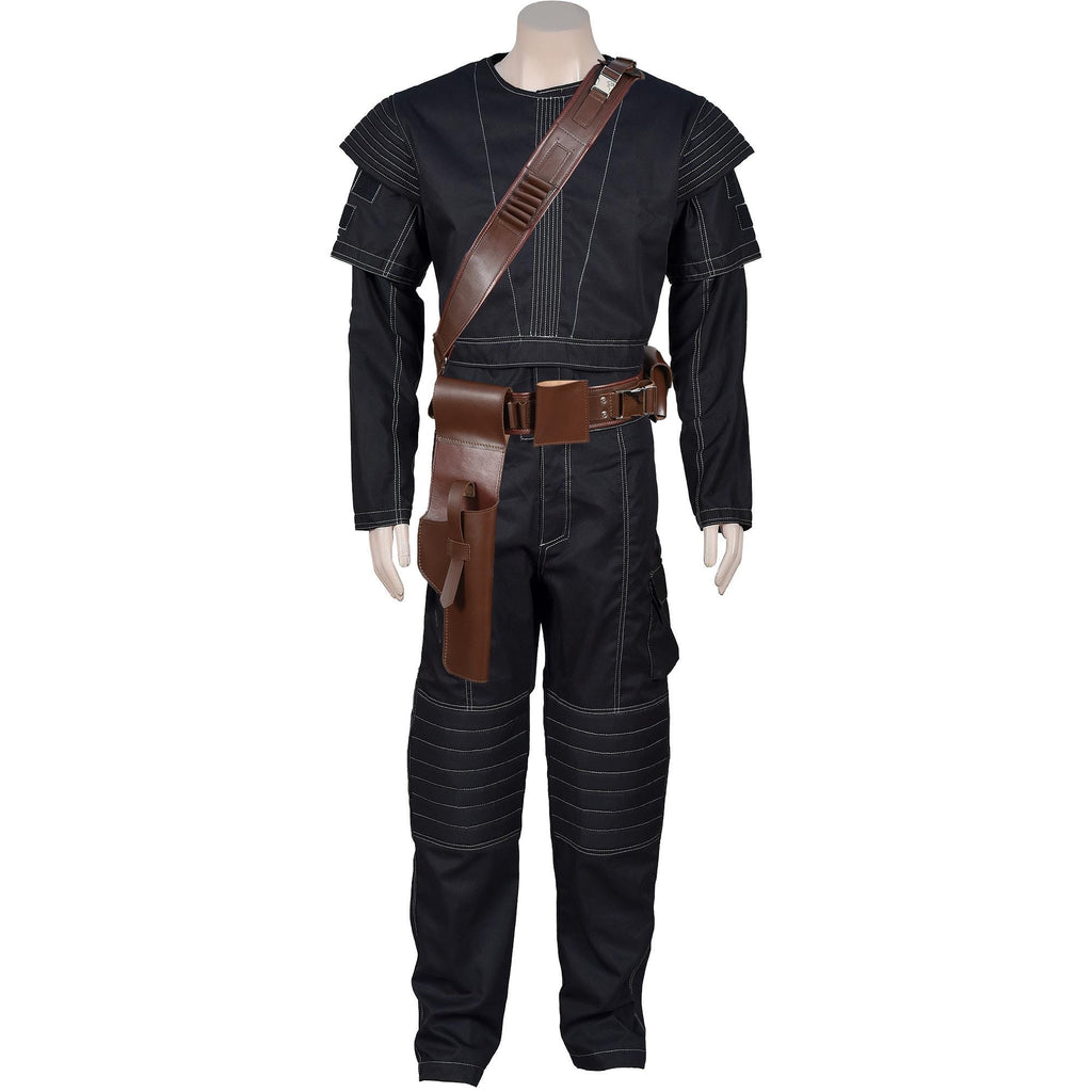Mandalorian Black Bounty Hunter Flight Suit with Vest and Belt – 4-Piece Book of Boba Fett Cosplay Costume