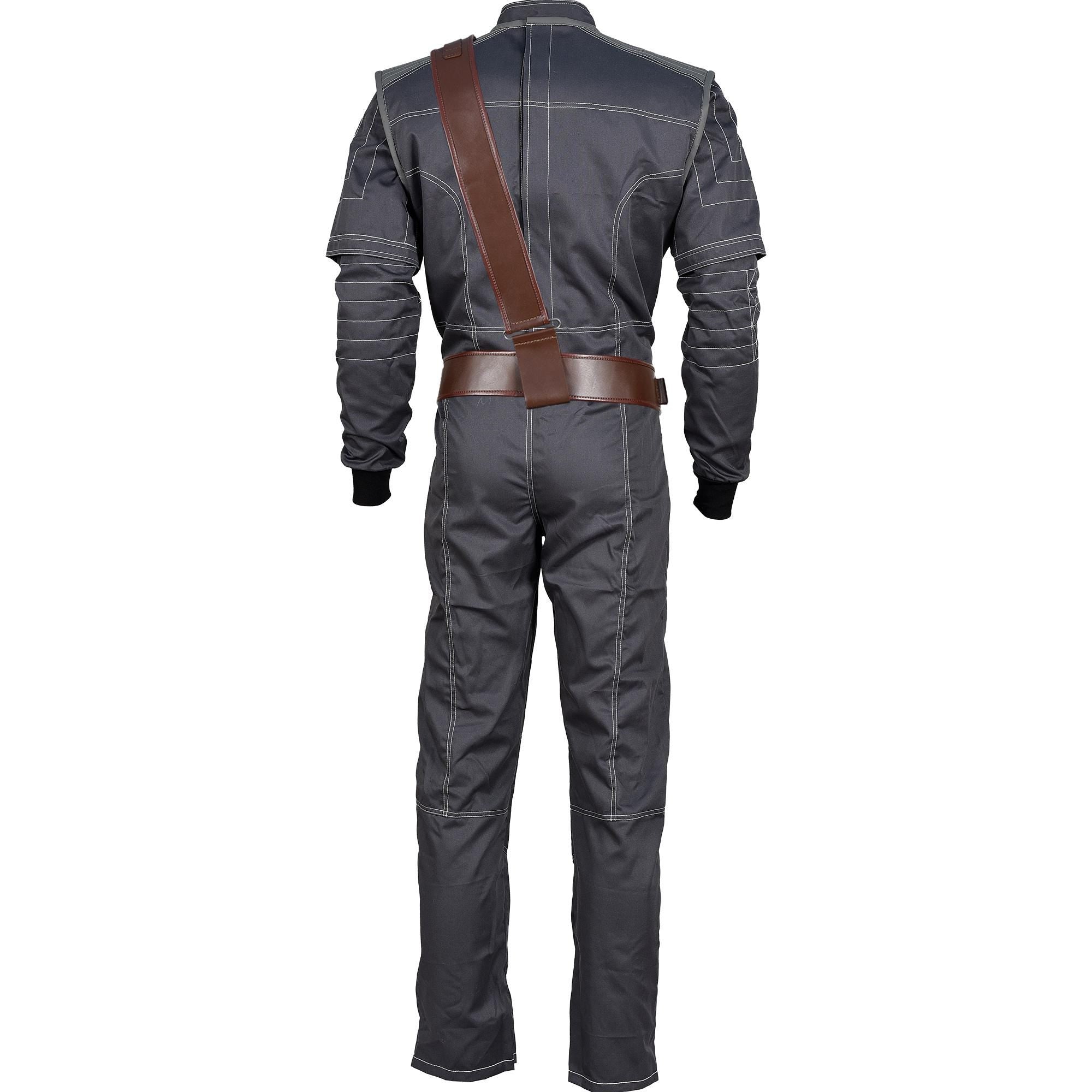 Mandalorian Star Wars Bounty Hunter Flight Suit With Vest & Leather Belt 4- Piece Cosplay Costume Set