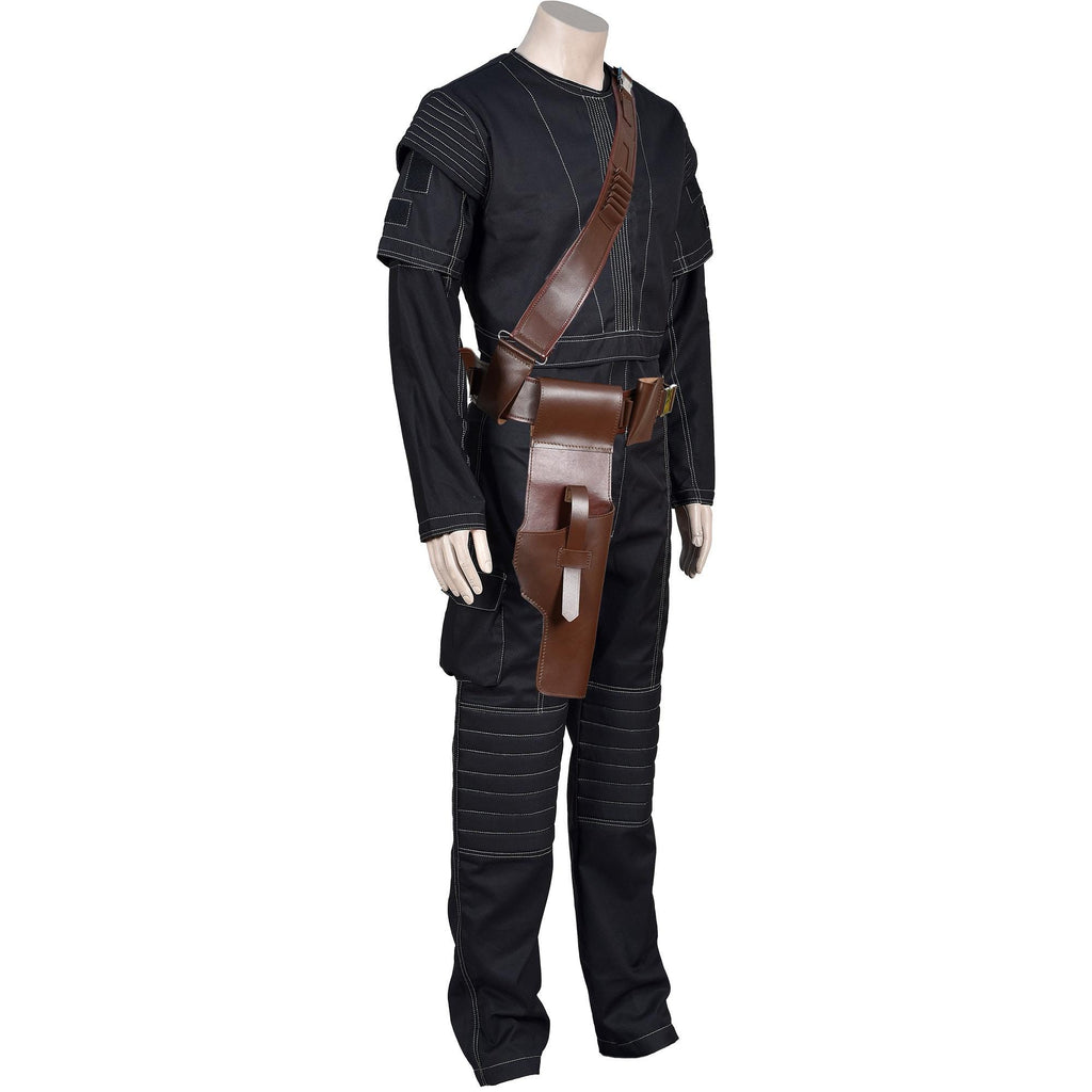 Mandalorian Black Bounty Hunter Flight Suit with Vest and Belt – 4-Piece Book of Boba Fett Cosplay Costume