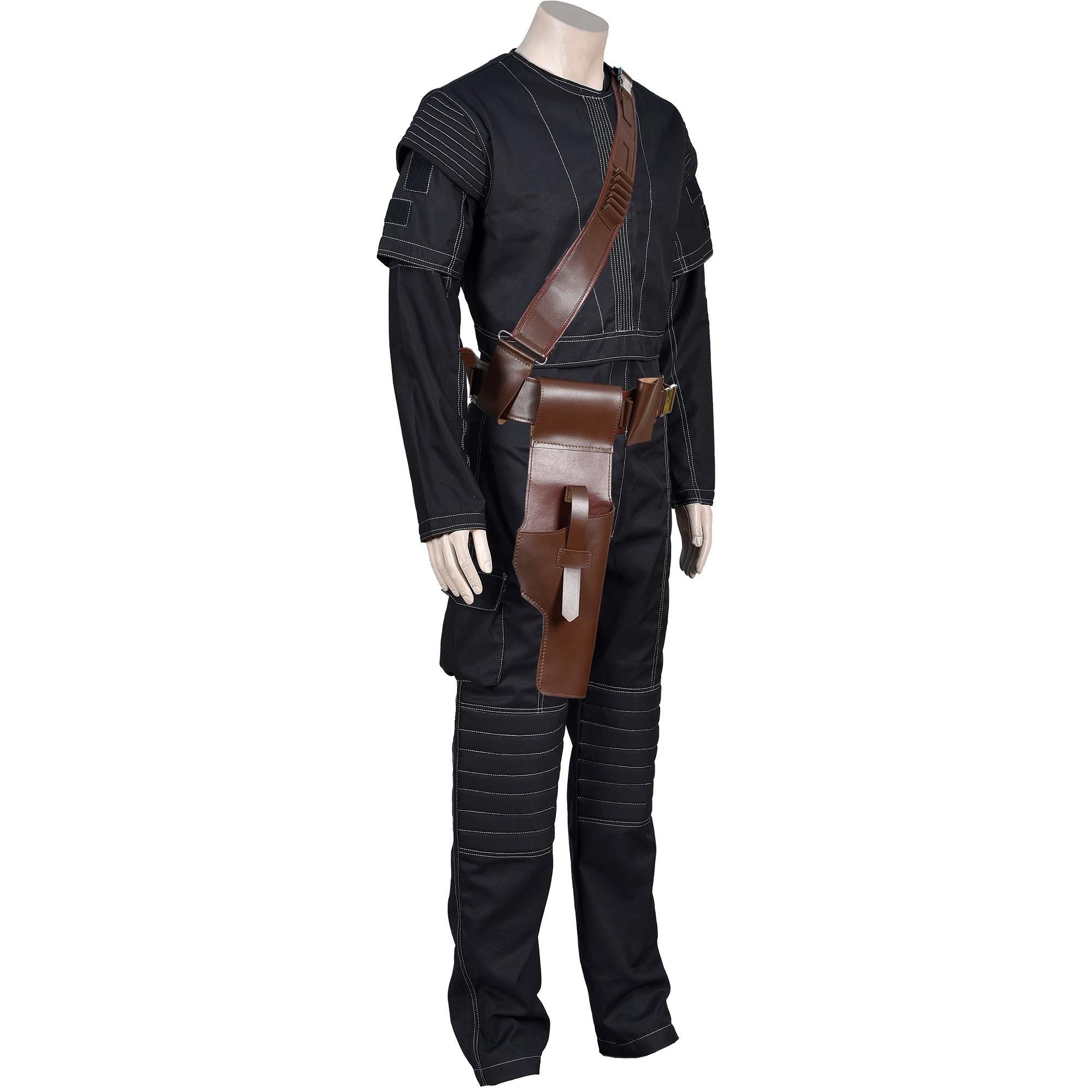 Mandalorian Black Bounty Hunter Flight Suit with Vest and Belt – 4-Piece Book of Boba Fett Cosplay Costume