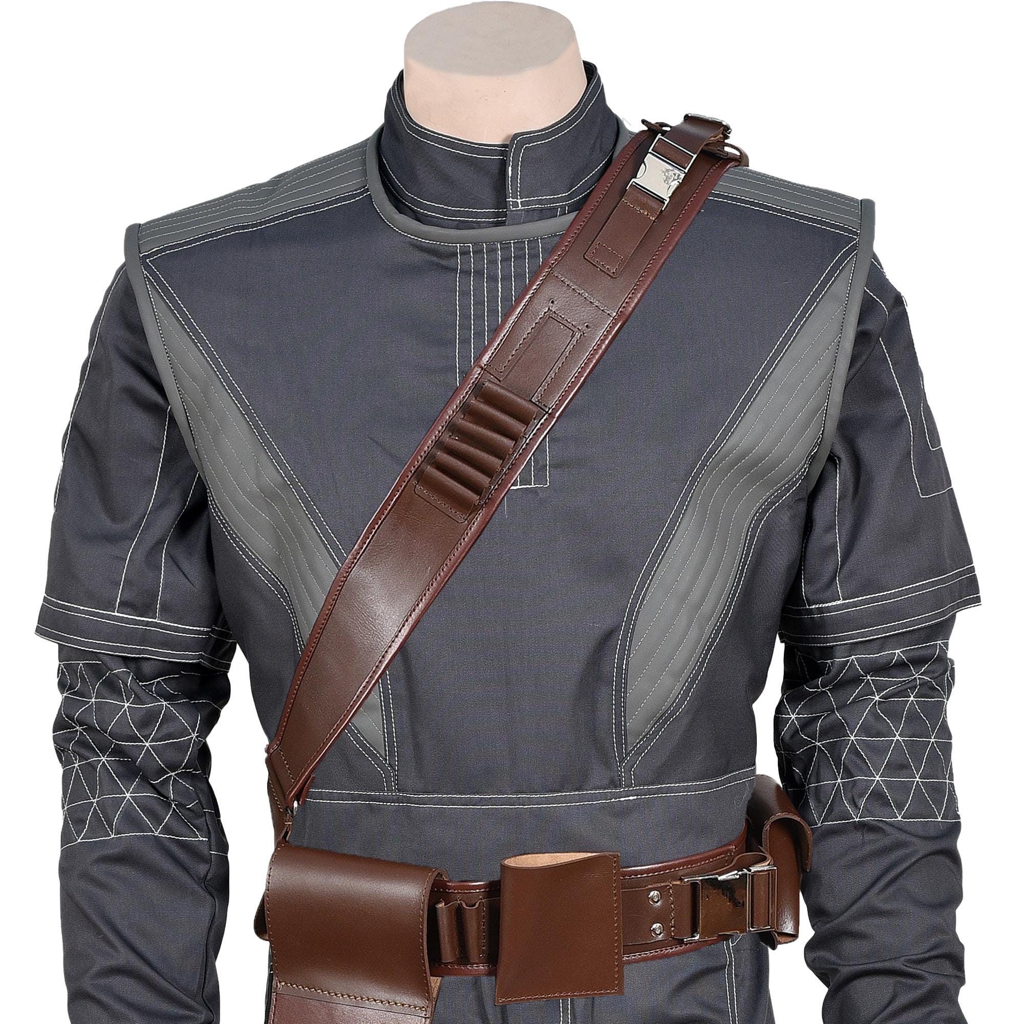 Mandalorian Star Wars Bounty Hunter Flight Suit With Vest & Leather Belt 4- Piece Cosplay Costume Set
