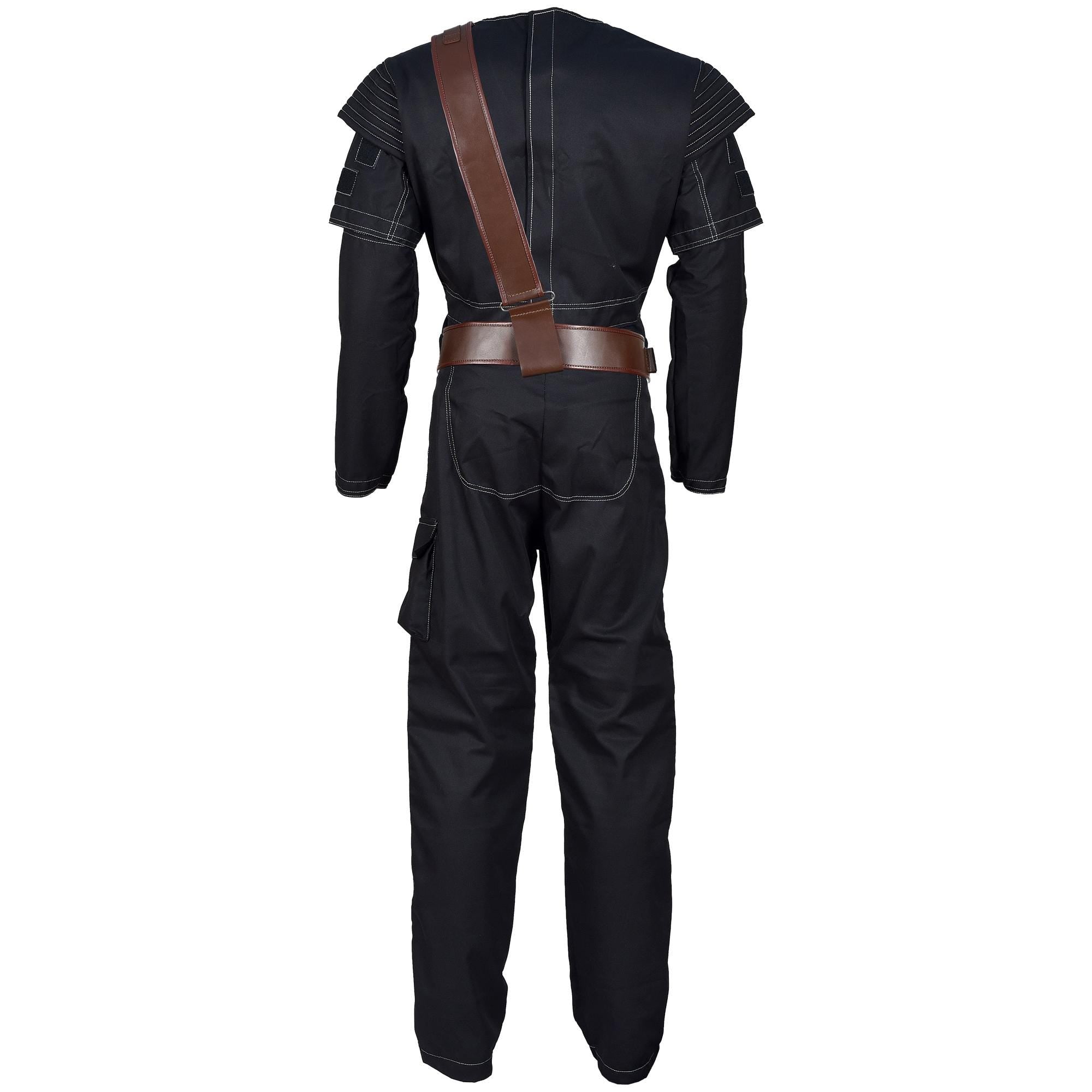Mandalorian Black Bounty Hunter Flight Suit with Vest and Belt – 4-Piece Book of Boba Fett Cosplay Costume