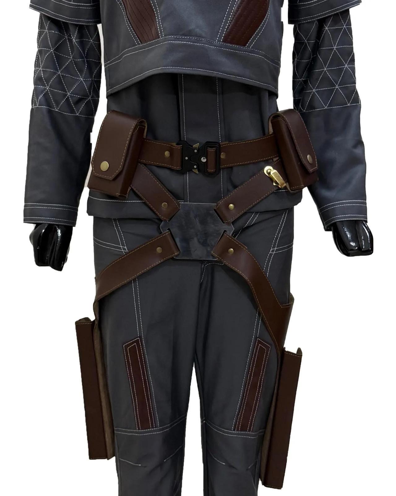 Mandalorian Star Wars Bo-Katan Kryze Cosplay Costume | Katee Sackhoff Armor Suit with Vest & Belt | 4-Piece Set