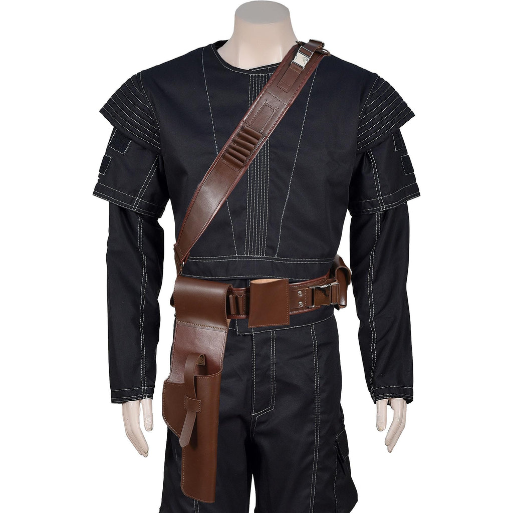 Mandalorian Black Bounty Hunter Flight Suit with Vest and Belt – 4-Piece Book of Boba Fett Cosplay Costume