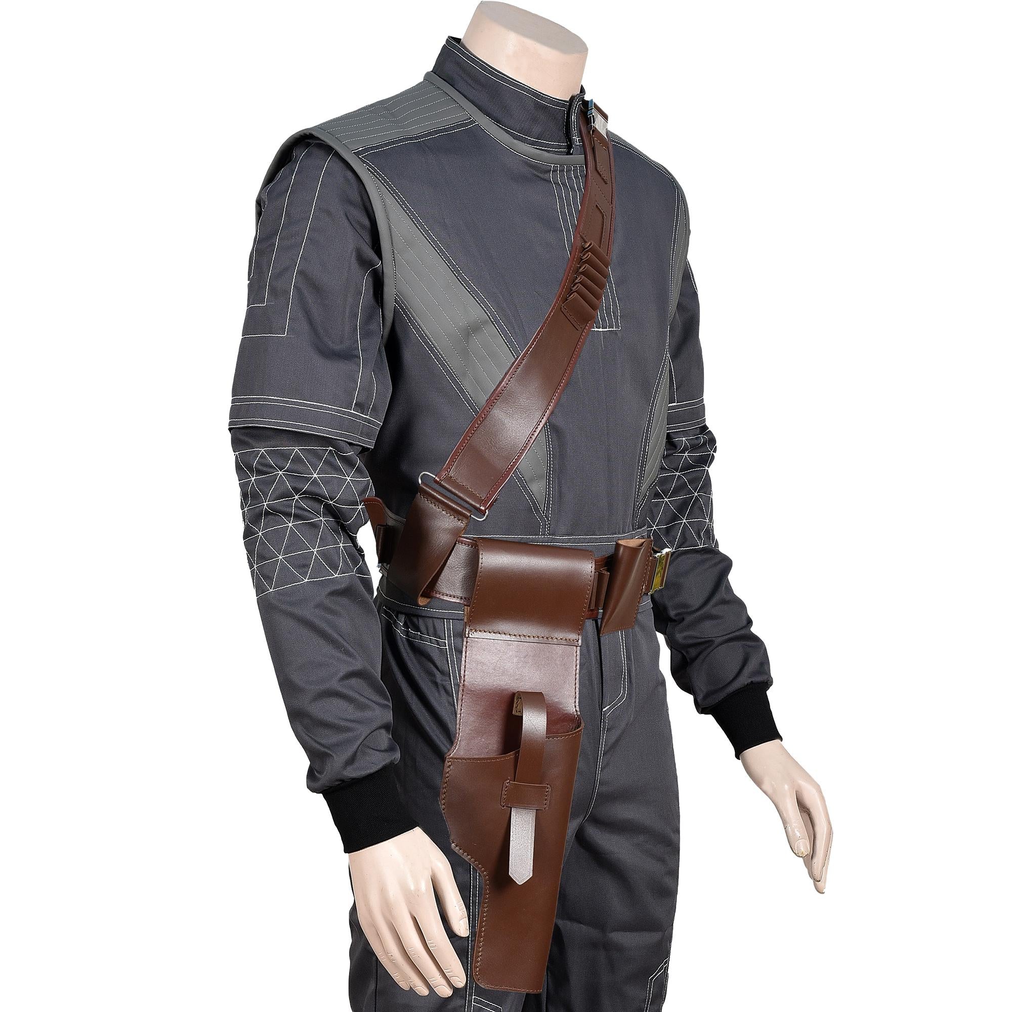 Mandalorian Star Wars Bounty Hunter Flight Suit With Vest & Leather Belt 4- Piece Cosplay Costume Set
