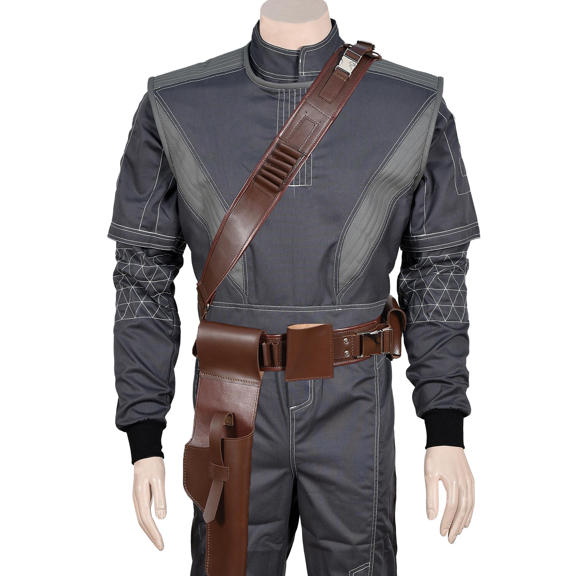 Mandalorian Star Wars Bounty Hunter Flight Suit With Vest & Leather Belt 4- Piece Cosplay Costume Set
