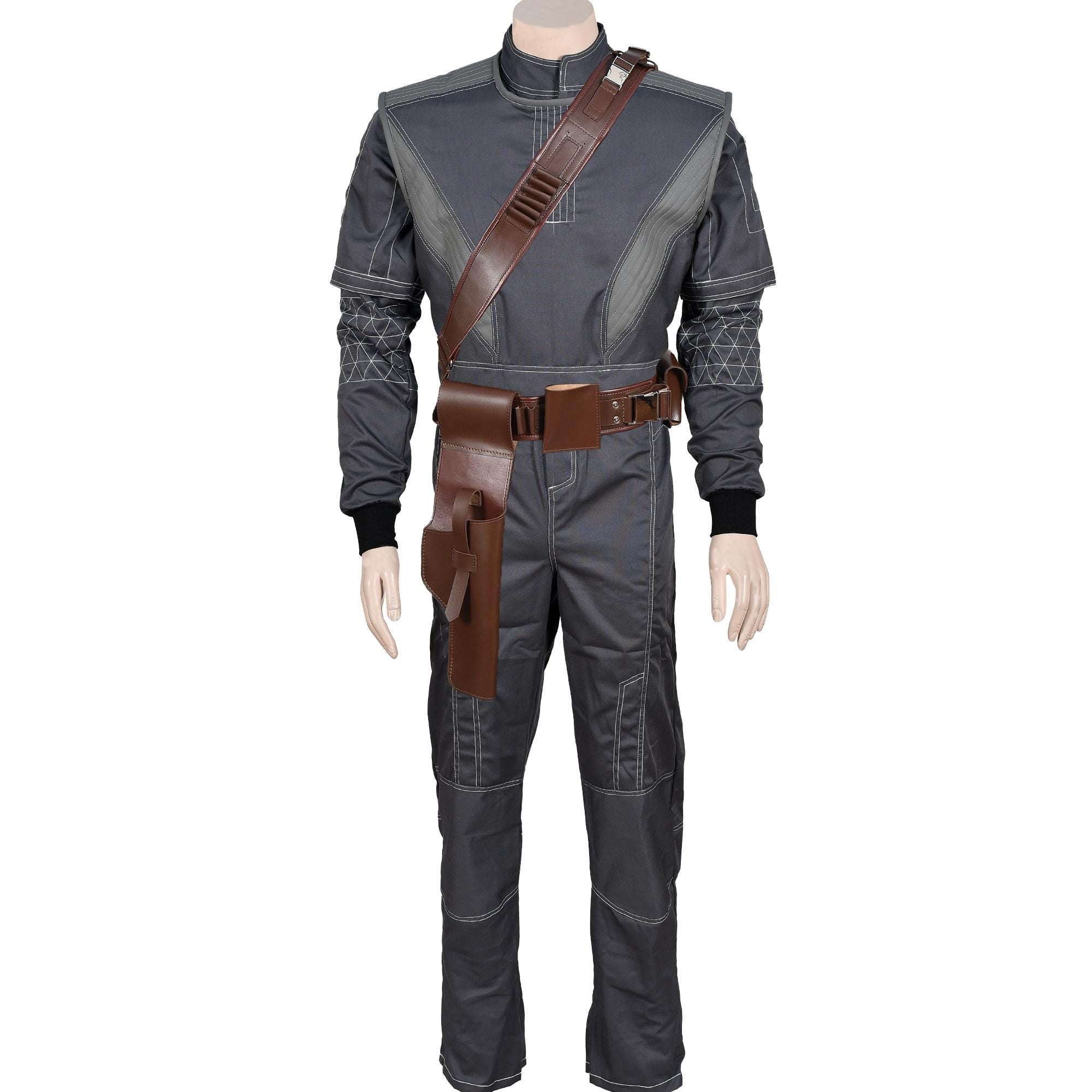 Mandalorian Star Wars Bounty Hunter Flight Suit With Vest & Leather Belt 4- Piece Cosplay Costume Set